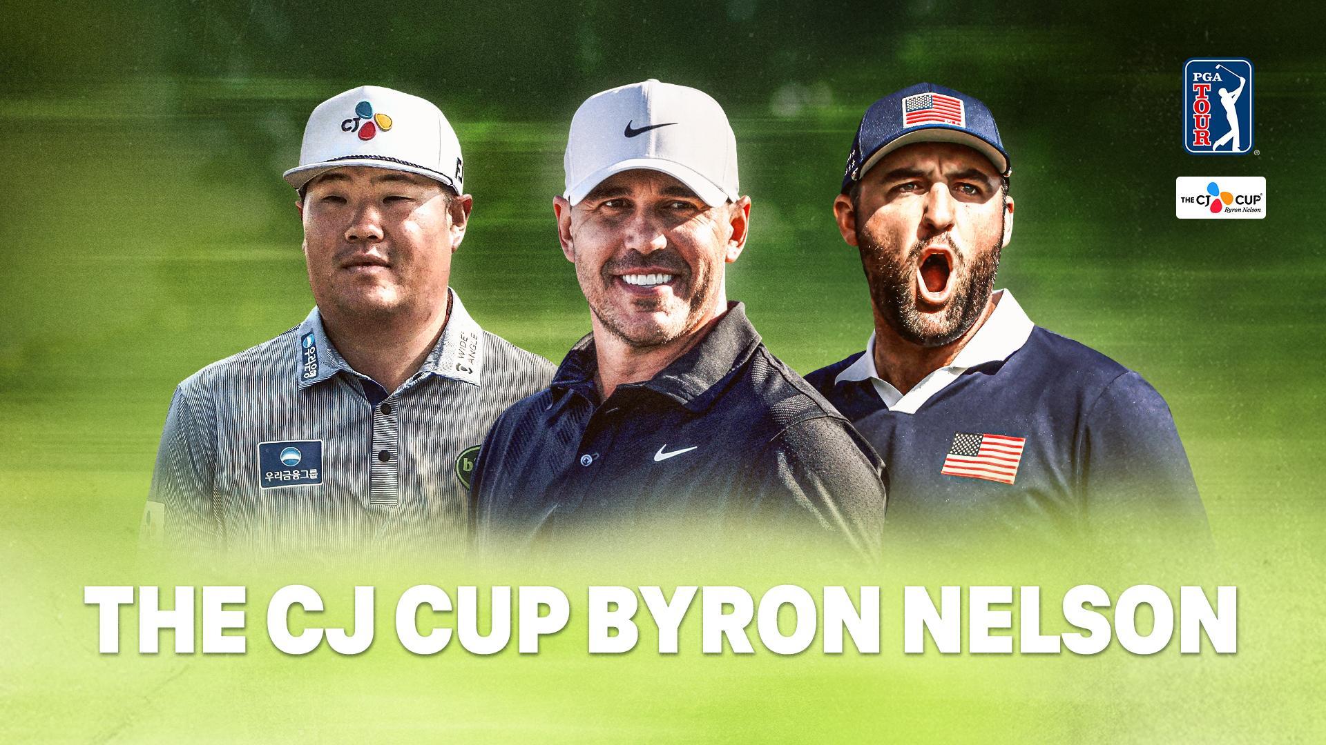Werbegrafik mit den Spielern des CJ Cup Byron Nelson.